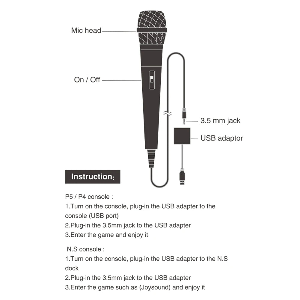 ipega PG-SW089  2 Pieces USB Dual Wired Microphone For NS/PS4/PS5/PC/Xboxone Game Consoles Singing Games