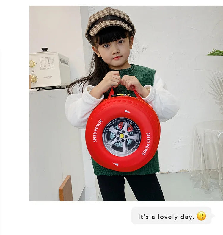 Lovely Kids Small Backpack 3D Car Tire Children Schoolbag EVA Wheel Kindergarten Bag Age 3-5 Boy Girl Toddler Kawaii School Bag