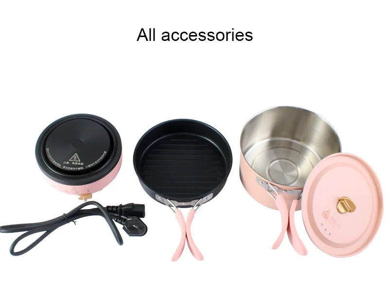 DMWD 220V Multifunction Electric Hot Pot with Folding Handle Mini Portable Travel Induction Cookers Split Type Cooking Pot 1.2L