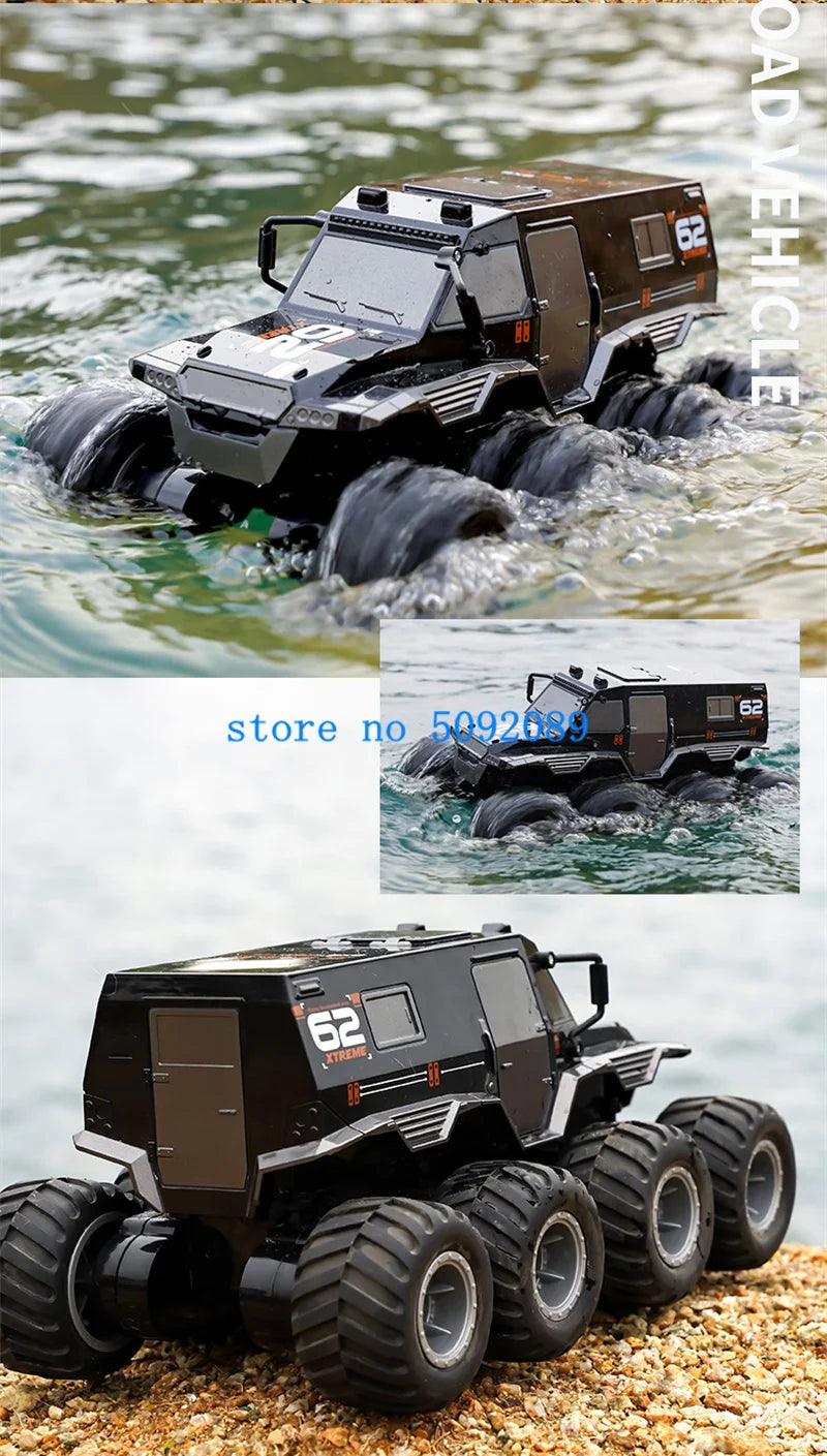 1:14 Amphibious All Terrain Off-Road Remote Control Stunt Car 3D Rotate Waterproof 8WD Strong Power RC Armored Car Truck Model