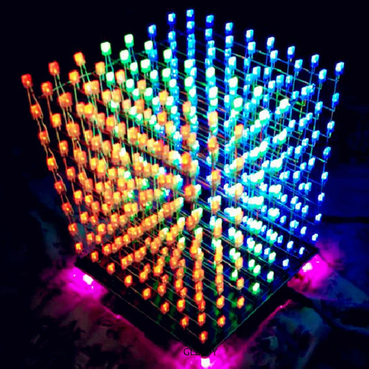 Bunte 3d 8 x8x8 LED Würfel Kit 888 Licht würfel Musik spektrum Kit Text Animation Mikro controller elektronische DIY quadratische Teile Kit - Topbrand24