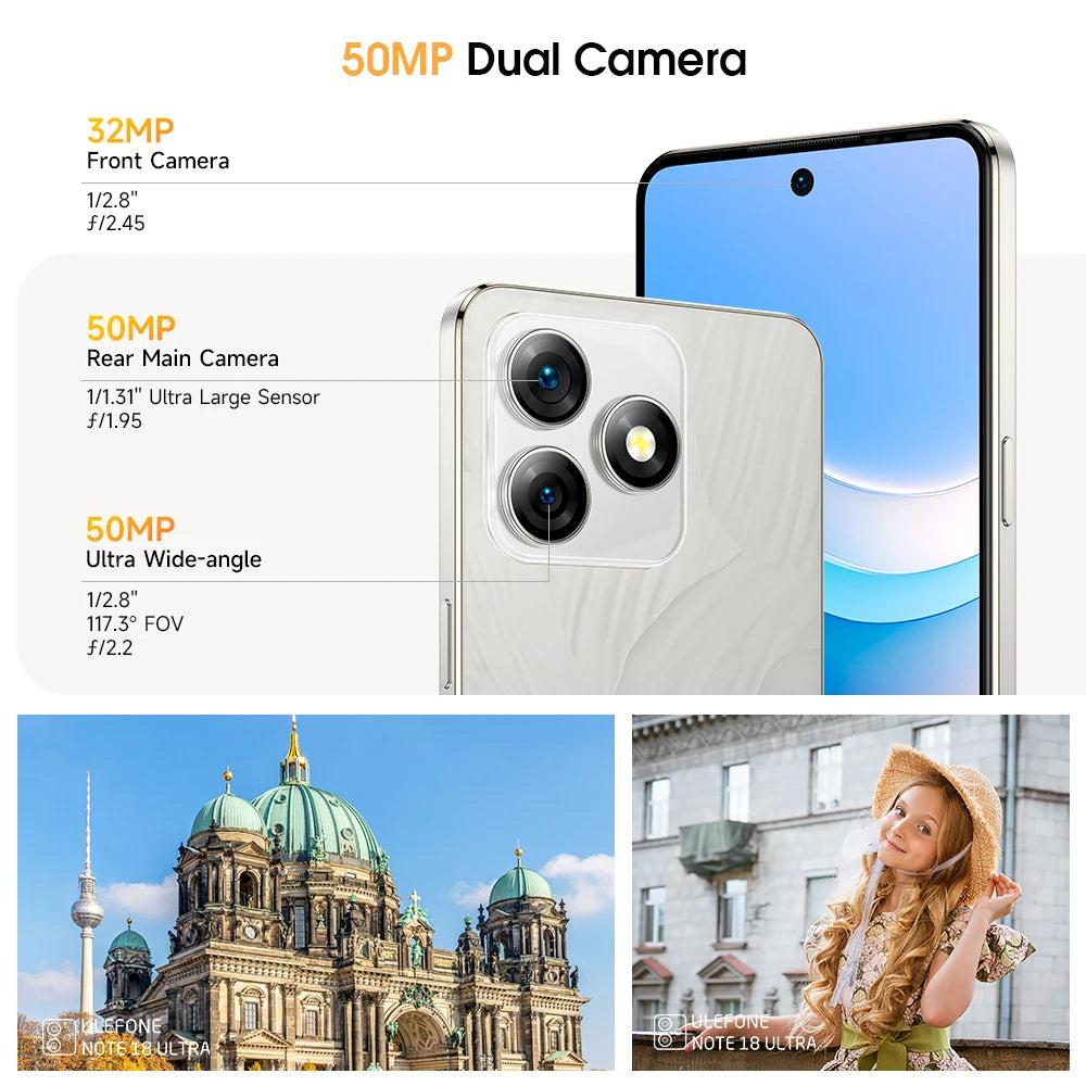 (New)Ulefone Note 18 Ultra 5G Smartphone 12GB RAM(6+6) 256GB ROM 6.78" NFC 50MP MTK Dimensity 720 Android