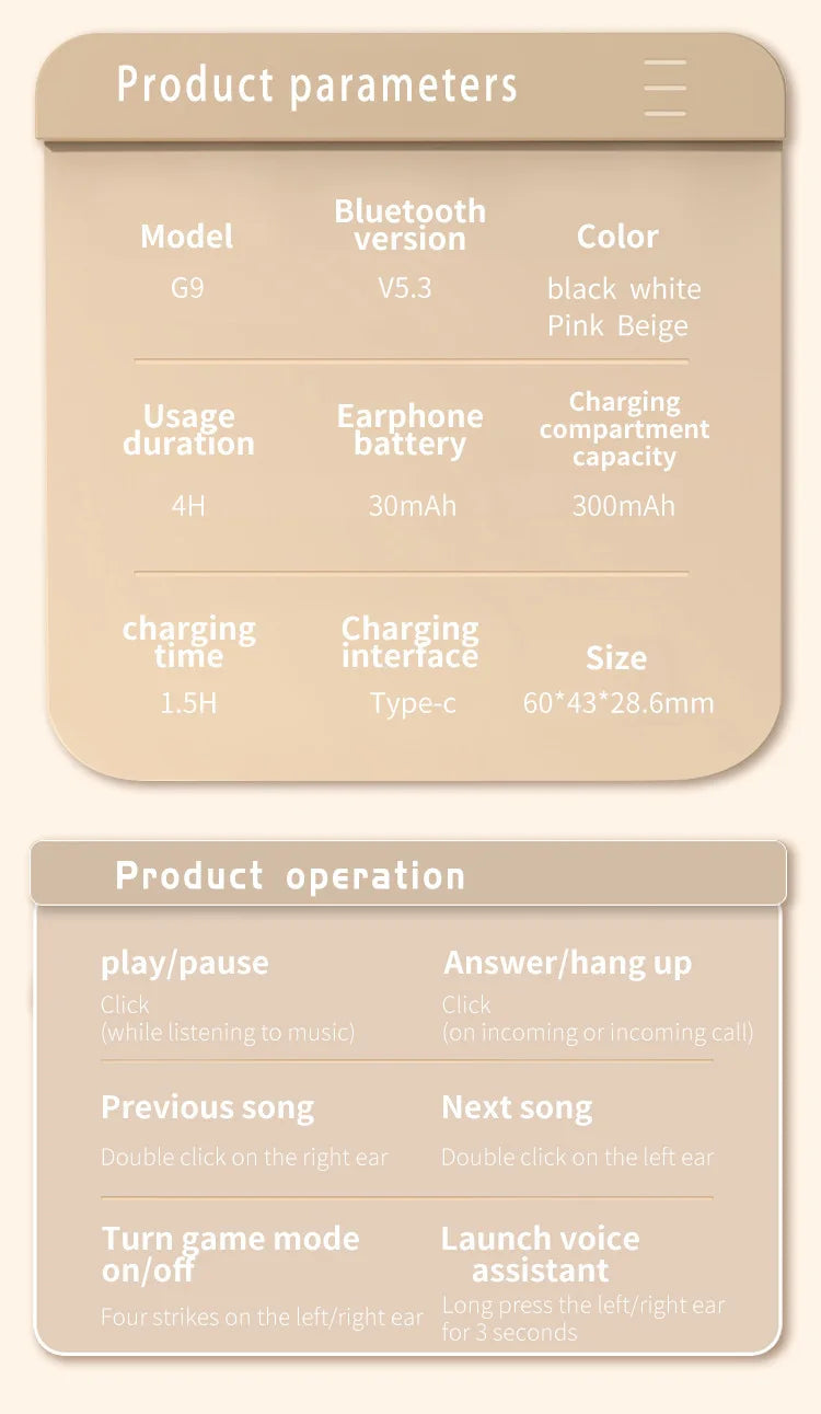 Intelligente Vollfarb-Touchscreen-Slider-Kopfhörer Drahtlose Bluetooth-In-Ear-Geräusch unterdrückung Ultra-Long-Standby-Ohrhörer - Topbrand24