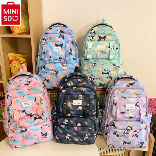 Miniso 2024 Campus Cartoon Kuromi Rucksack mit großer Kapazität für Studenten, leichter Aufbewahrung rucksack - Topbrand24