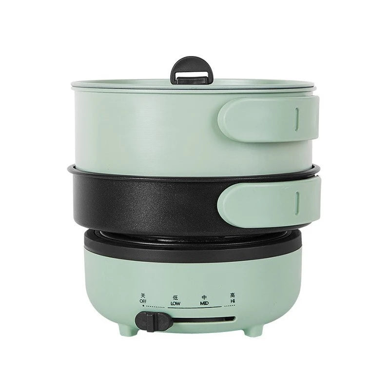 DMWD 220V Multifunction Electric Hot Pot with Folding Handle Mini Portable Travel Induction Cookers Split Type Cooking Pot 1.2L