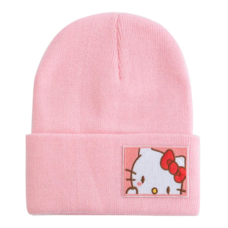 Saniro Hello Kitty Hat Hat Dopamine Candy Color Cap Women Cute Cartoon Cinna Moroll Melody Kuromi Winter Knit Hat