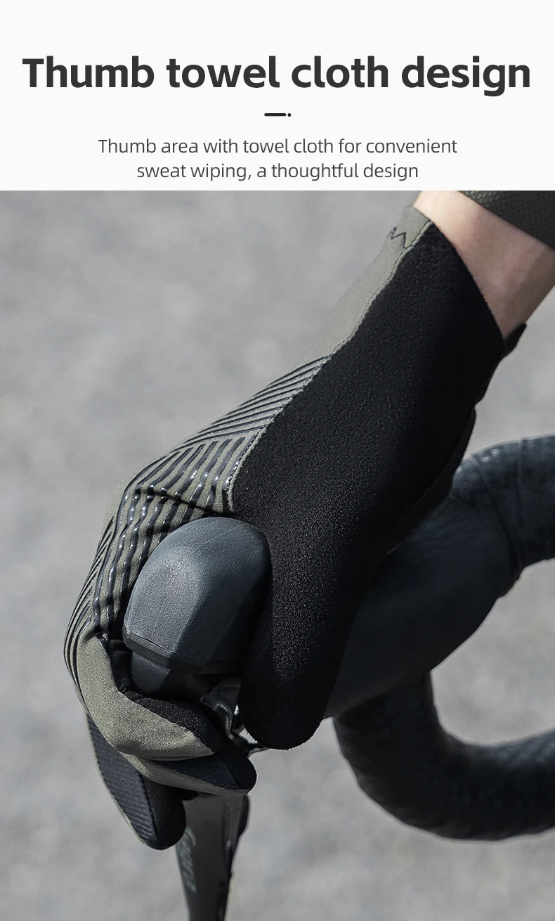 Rockbros Cycling Gloves Summer Spring Breathable SBR Palm Padding Non-slip Solid Touch Screen Full Finger MTB Road Bike Riding Gloves