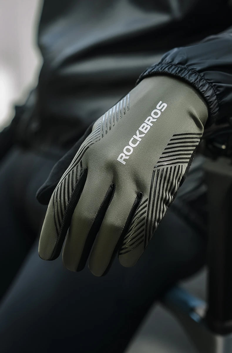 Rockbros Cycling Gloves Summer Spring Breathable SBR Palm Padding Non-slip Solid Touch Screen Full Finger MTB Road Bike Riding Gloves