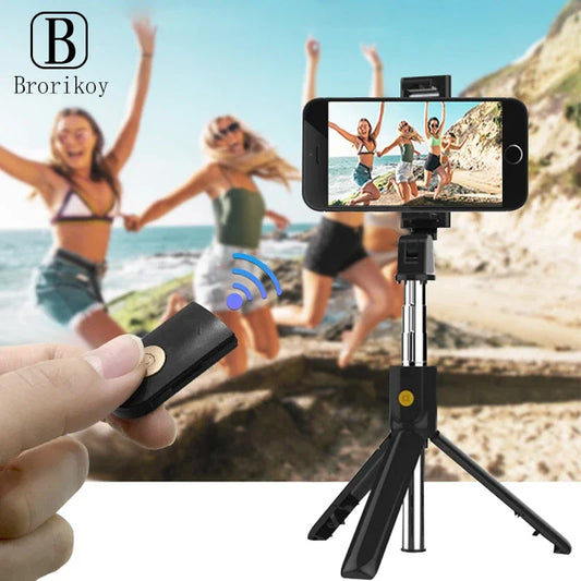 3 in 1 Mini Wireless Bluetooth Selfie Stick With Shutter Remote Tripod For Phone Monopod For iPhone 14 13 Huawei Samsung Holder