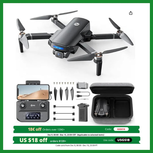 Holy Stone HS360S 4K GPS Drone: 3KM Range, 20min Flight, Foldable, 249g, C0.