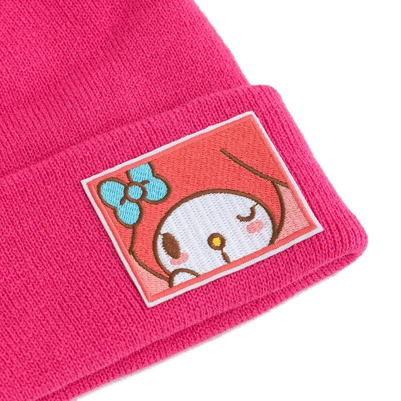 Saniro Hello Kitty Hat Hat Dopamine Candy Color Cap Women Cute Cartoon Cinna Moroll Melody Kuromi Winter Knit Hat