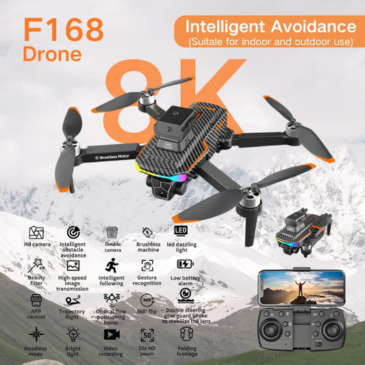 New 8k Triple Camera Drone Professional Brushless Motor Intelligent Avoidance Aerial HD Aerial Optics Foldable Quadcopter