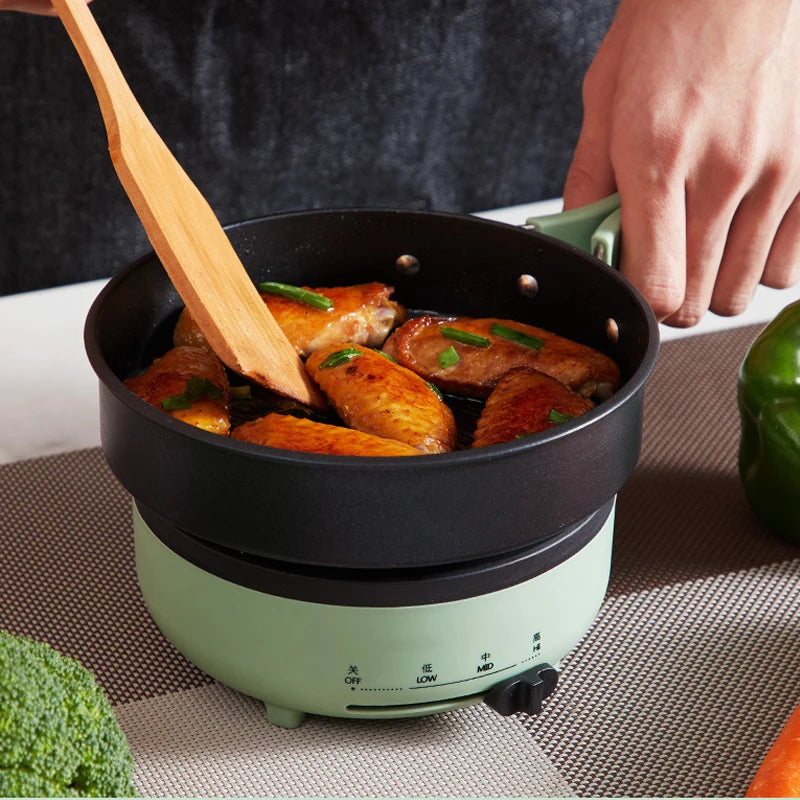 DMWD 220V Multifunction Electric Hot Pot with Folding Handle Mini Portable Travel Induction Cookers Split Type Cooking Pot 1.2L