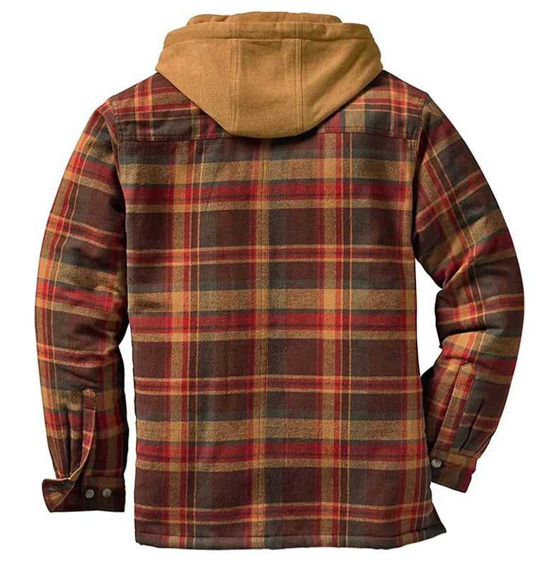 Männer Mäntel Plaid Gedruckt Patchwork Jacke Übergroßen Mit Kapuze Hemd Oberbekleidung Mode Streetwear Chaquetas Hombre - Topbrand24