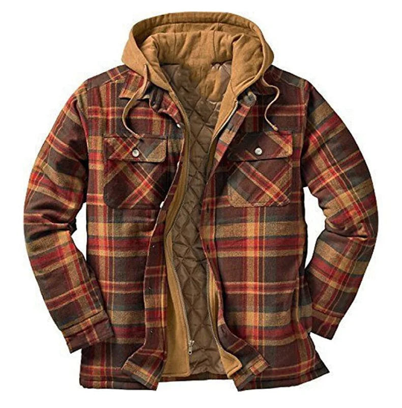 Männer Mäntel Plaid Gedruckt Patchwork Jacke Übergroßen Mit Kapuze Hemd Oberbekleidung Mode Streetwear Chaquetas Hombre - Topbrand24