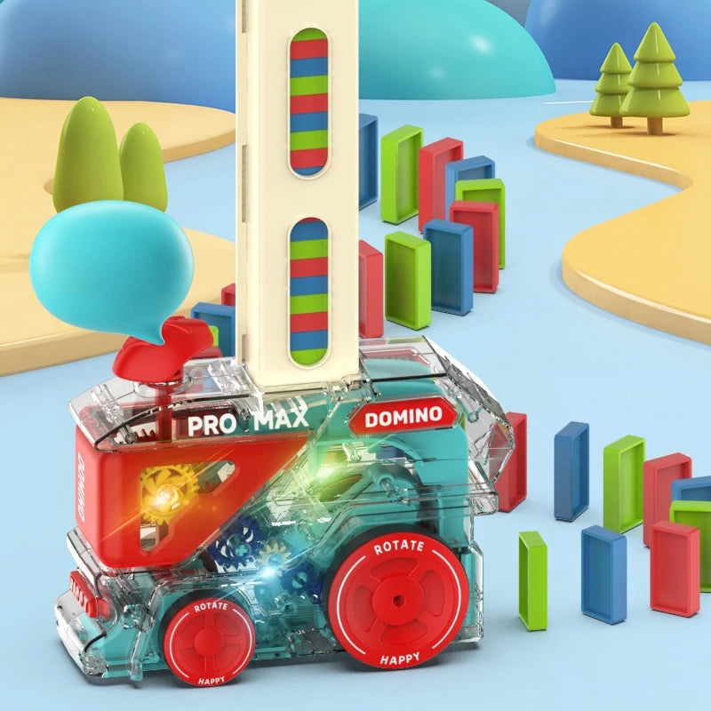 Automatic Laying Domino Train Electric Car Brick Blocks Kit Creative Game Intelligence Educational Diy Toy Kid Children Gift