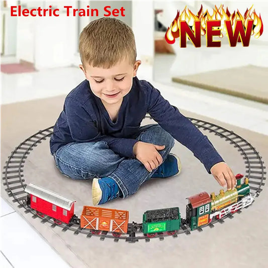 Non remote control model rail car Electric Train Set  Simulated Christmas Train indoor Decor Educational Toy For Children