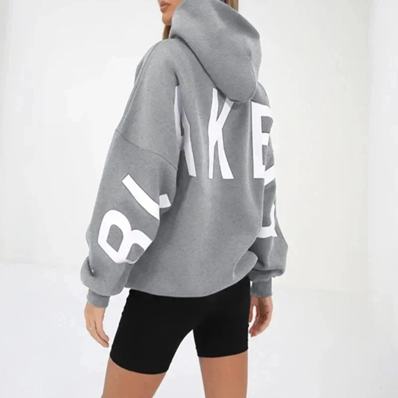 Letter Print Hoodies Women Fashion Long Sleeves Loose Hood Shirt High Street Winter Autumn Female Sweatshirts Casual Y2K Clothes - Topbrand24