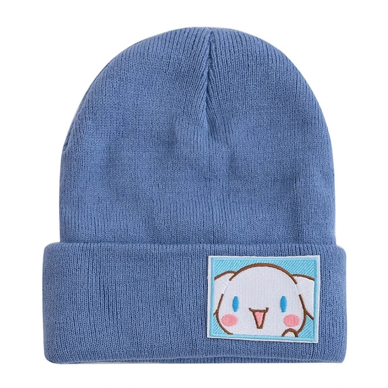 Saniro Hello Kitty Hat Hat Dopamine Candy Color Cap Women Cute Cartoon Cinna Moroll Melody Kuromi Winter Knit Hat