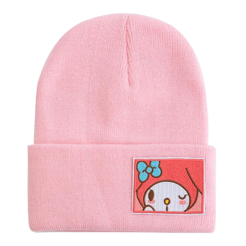 Saniro Hello Kitty Hat Hat Dopamine Candy Color Cap Women Cute Cartoon Cinna Moroll Melody Kuromi Winter Knit Hat