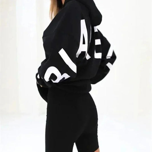 Letter Print Hoodies Women Fashion Long Sleeves Loose Hood Shirt High Street Winter Autumn Female Sweatshirts Casual Y2K Clothes - Topbrand24