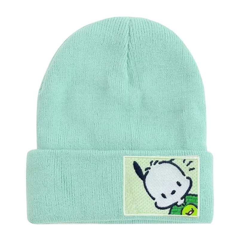 Saniro Hello Kitty Hat Hat Dopamine Candy Color Cap Women Cute Cartoon Cinna Moroll Melody Kuromi Winter Knit Hat