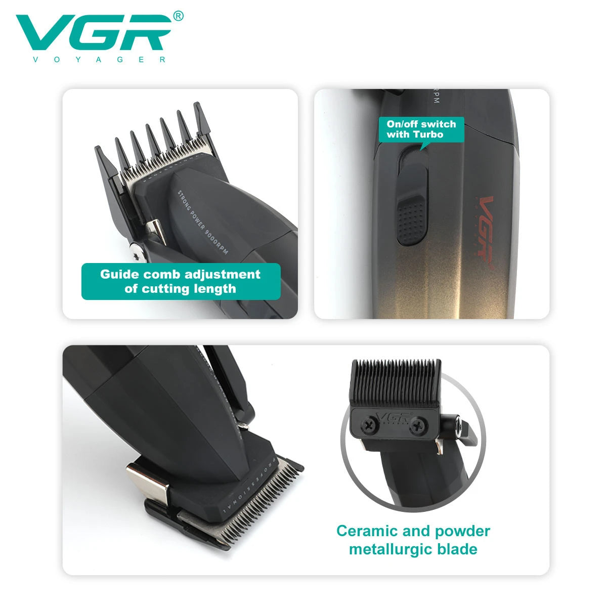 VGR Haarschneidemaschine Fachmann Haartrimmer 9000 RPM Barbier Haarschneidemaschine Digitalanzeige Haarschnitt Clipper für Männer V-003 - Topbrand24