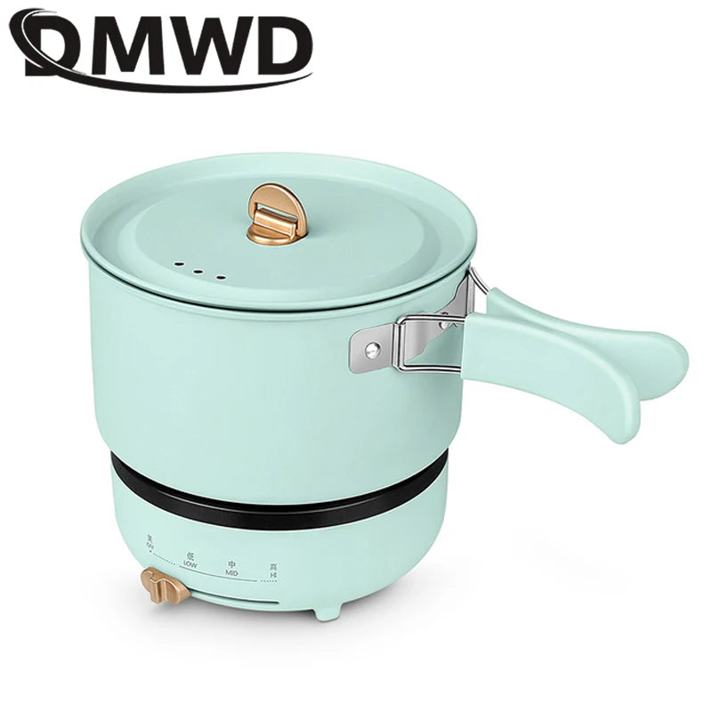 DMWD 220V Multifunction Electric Hot Pot with Folding Handle Mini Portable Travel Induction Cookers Split Type Cooking Pot 1.2L