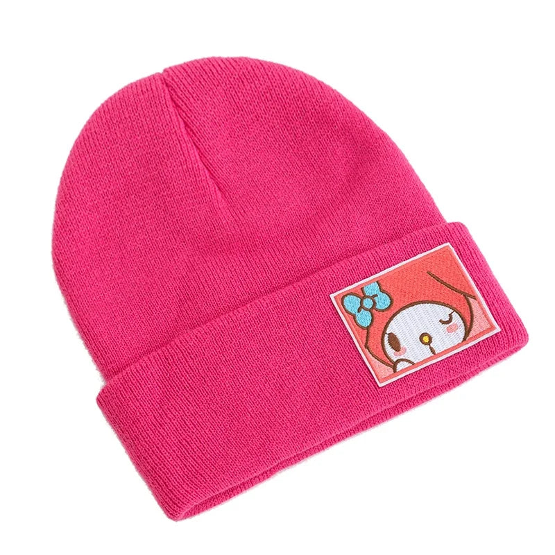 Saniro Hello Kitty Hat Hat Dopamine Candy Color Cap Women Cute Cartoon Cinna Moroll Melody Kuromi Winter Knit Hat