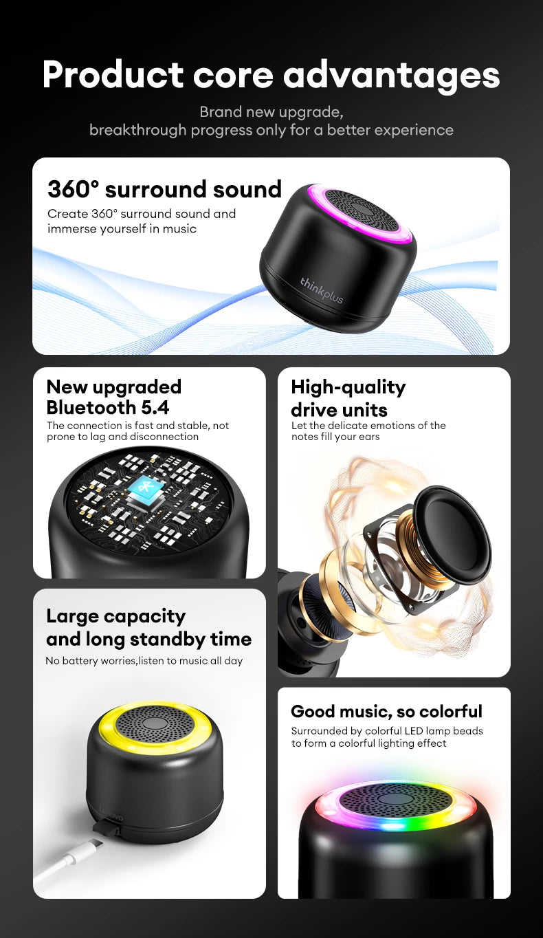 Original Lenovo K14 PRO Wireless Portable Lanyard Speakers High Power Sound Box for Computer Loudspeakers Music Stereo Surround