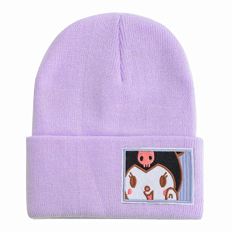 Saniro Hello Kitty Hat Hat Dopamine Candy Color Cap Women Cute Cartoon Cinna Moroll Melody Kuromi Winter Knit Hat